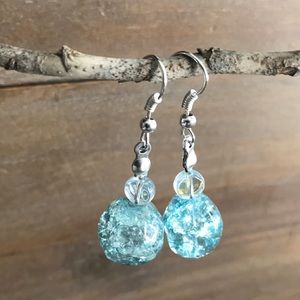 Crush glass beach vibe stainless steel earrings